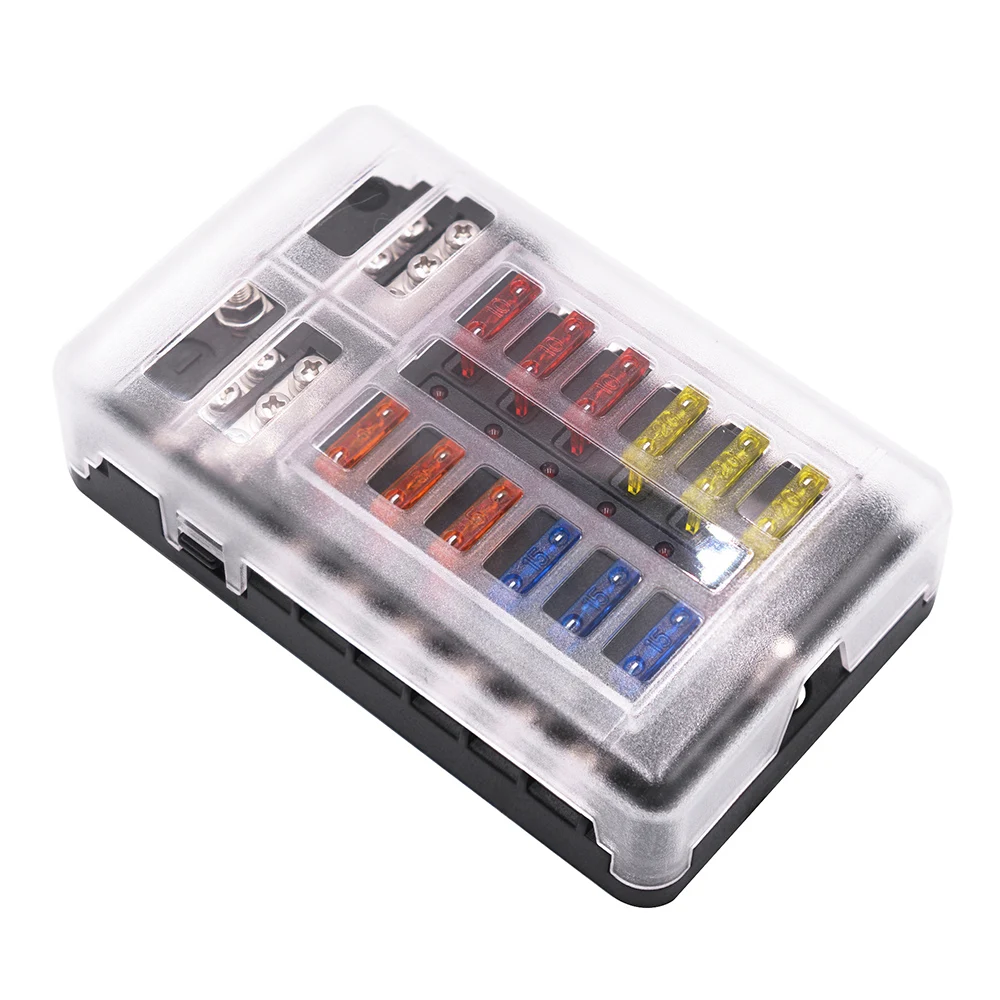 Universal Car Blade Fuse Box Automotive Circuit Fuse Block Holder DC32V 1-12 Way with LED Indicators
Universal Car Blade Fuse Box Automotive Circuit Fuse Block Holder DC32V 1-12 Way with LED Indicators