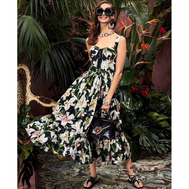 New 2019 shows an aristocratic temperament leisure wind perfume lily posed dress printing condole belt
New 2019 shows an aristocratic temperament leisure wind perfume lily posed dress printing condole belt