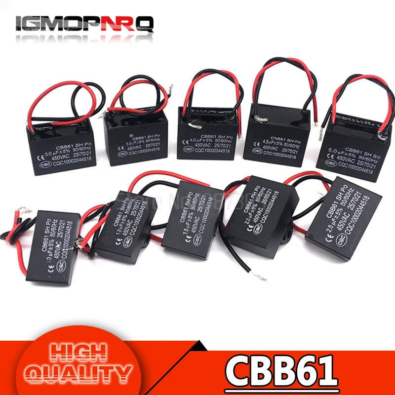 CBB61 1UF 1.2UF 1.5UF 2UF 2.5UF 3UF 3.5UF 4UF 4.5UF starting capacitance AC Fan Capacitor igmopnrq 450V CBB Motor Run Capacitor
CBB61 1UF 1.2UF 1.5UF 2UF 2.5UF 3UF 3.5UF 4UF 4.5UF starting capacitance AC Fan Capacitor igmopnrq 450V CBB Motor Run Capacitor