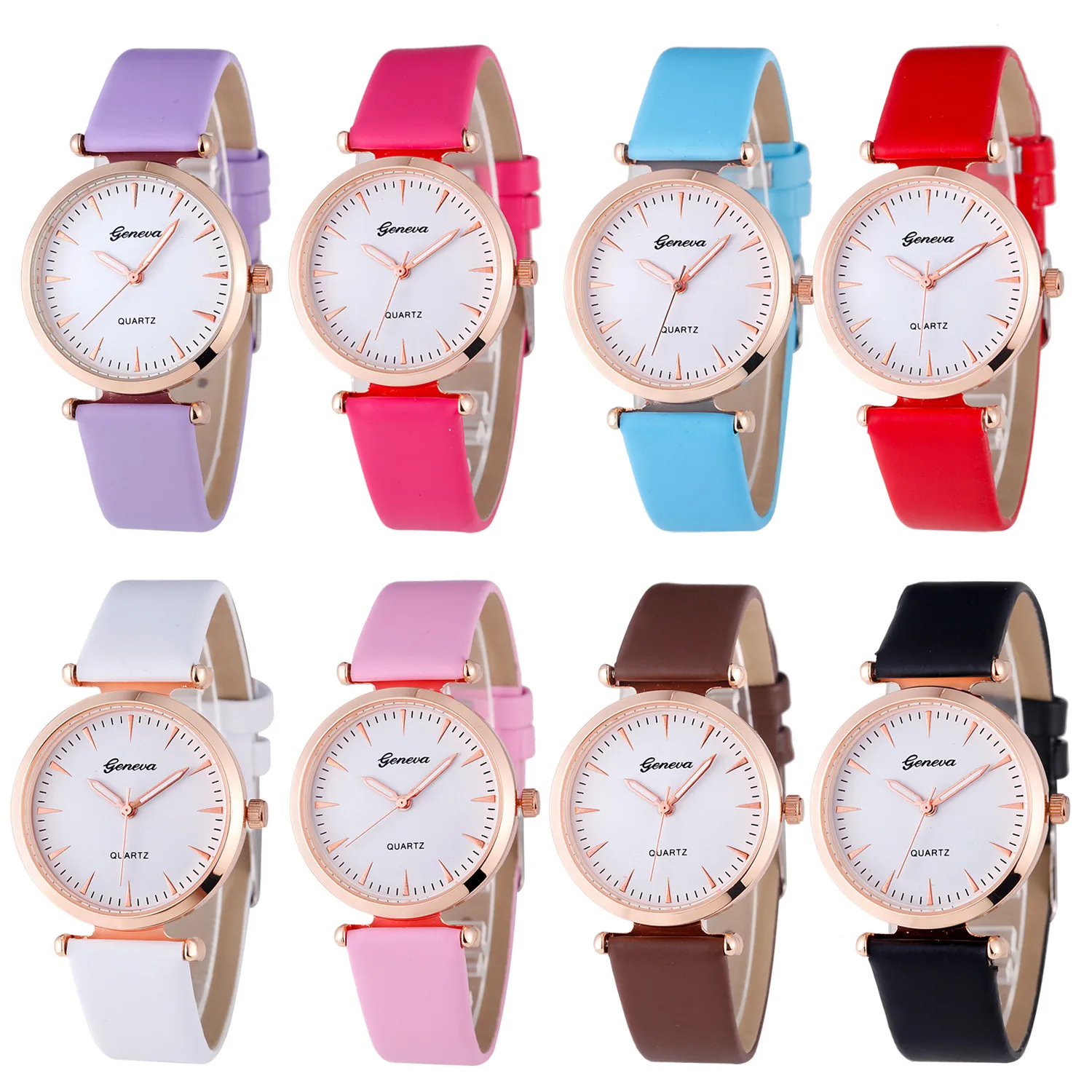 Женские кварцевые наручные часы Geneva Модные Аналоговые с бриллиантами и кожаным