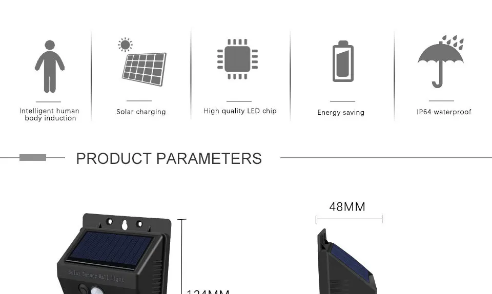 LED Solar Power Garden Light Outdoor PIR Motion Sensor Solar Wall Light (2)