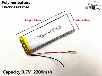 1pcs/lot Good Qulity 3.7V,2200mAH,603696 Polymer lithium ion / Li-ion battery for TOY,POWER BANK,GPS,mp3,mp4
1pcs/lot Good Qulity 3.7V,2200mAH,603696 Polymer lithium ion / Li-ion battery for TOY,POWER BANK,GPS,mp3,mp4