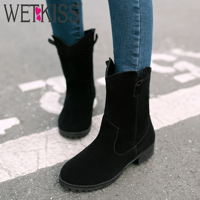WETKISS Mid-Calf Boots Women Motorcycle Boot Round Toe Thick Heels Low Shoes Female Flock Platform Shoes Ladies Shoes Winter
WETKISS Mid-Calf Boots Women Motorcycle Boot Round Toe Thick Heels Low Shoes Female Flock Platform Shoes Ladies Shoes Winter