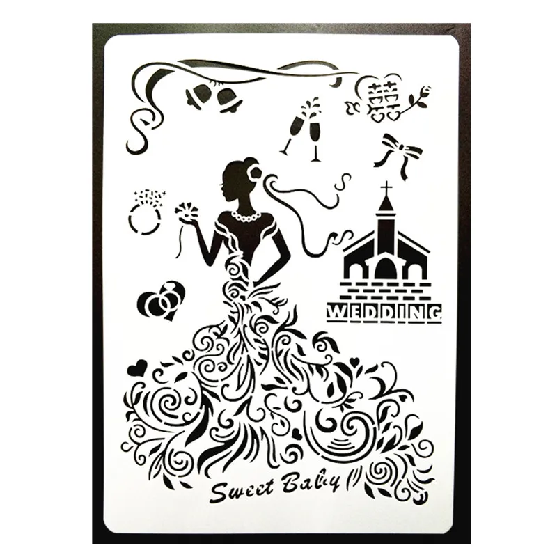Free Shipping DIY Craft A4 Size Wedding Pattern Stencil Template For Wall Painting Photo Album Decorative Embossing Cards
Free Shipping DIY Craft A4 Size Wedding Pattern Stencil Template For Wall Painting Photo Album Decorative Embossing Cards