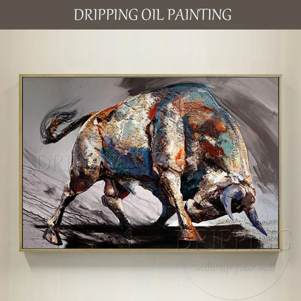 Top Artist Hand-painted High Quality Bull Oil Painting on Canvas Strong Bull Ready to Fight Oil Painting for Living Room
Top Artist Hand-painted High Quality Bull Oil Painting on Canvas Strong Bull Ready to Fight Oil Painting for Living Room