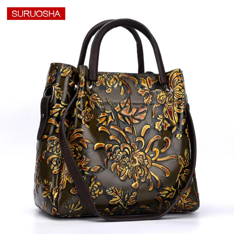 Luxury Genuine Leather Bag Woman Handbags Tote Vintage Folk-custom Print Lady Flower Tote Bag Embossed Cowhide Skin Bags
Luxury Genuine Leather Bag Woman Handbags Tote Vintage Folk-custom Print Lady Flower Tote Bag Embossed Cowhide Skin Bags