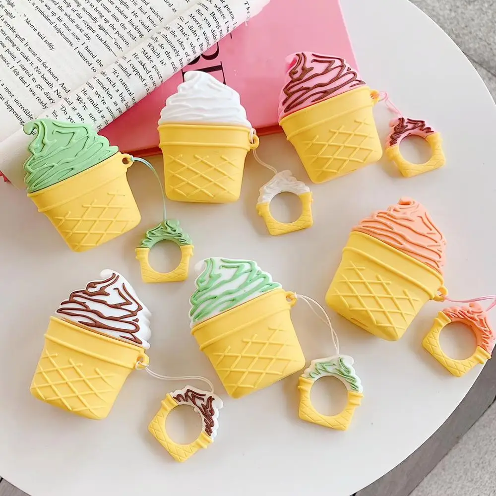 Silicone Cute ice Cream Earphone Case For Airpods Cover Headphone Cover Key Ring Strap
Silicone Cute ice Cream Earphone Case For Airpods Cover Headphone Cover Key Ring Strap