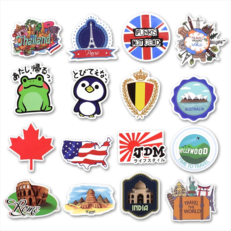 luggage stickers from around the world