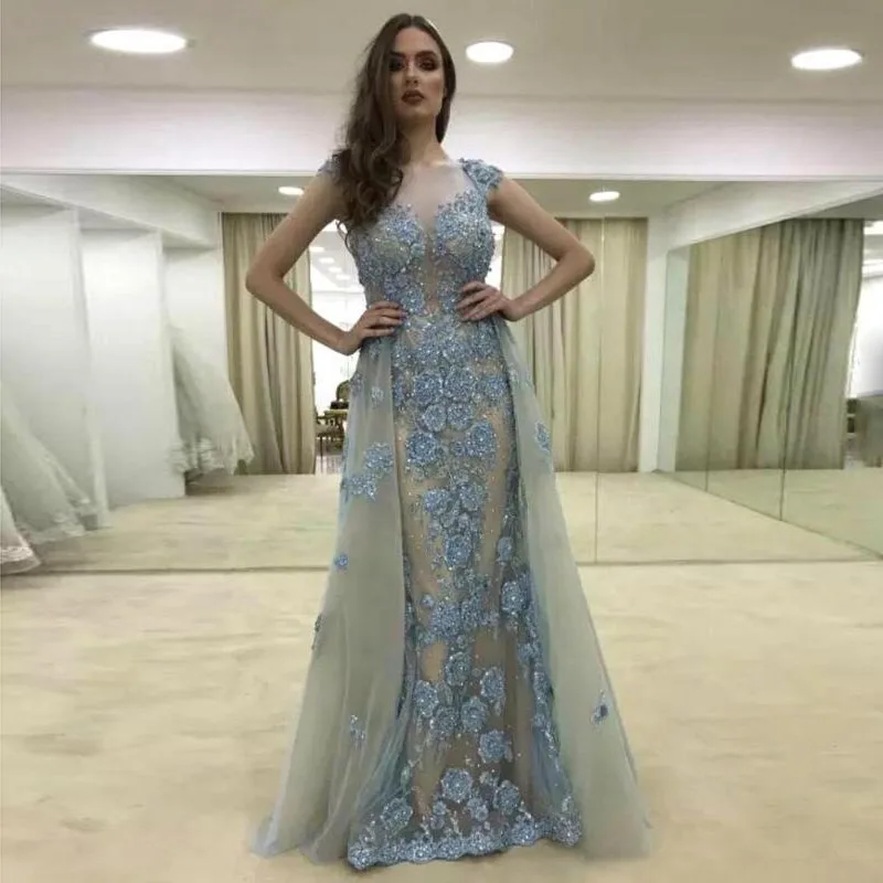 2018 Sexy Lace Mermaid Prom Gowns Detachable Removable Overskirt Floral Beaded Long Evening Gowns Elegant Arab Women Party Dress
2018 Sexy Lace Mermaid Prom Gowns Detachable Removable Overskirt Floral Beaded Long Evening Gowns Elegant Arab Women Party Dress