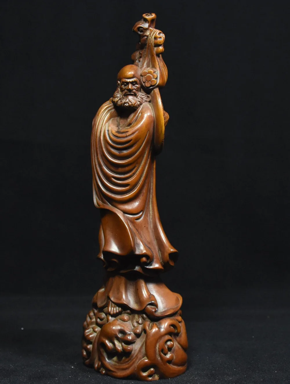 

christmas Chinese Buddhism Boxwood Wood Carved Arhat Damo Bodhidharma Dharma Buddha Statue halloween