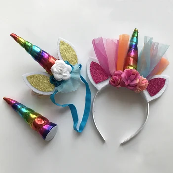 Fashion Kids Birthday Party Rainbow Color Unicorn Horn Ear Elastic Hairband Headband Headwear Girls Hair Band Accessories
Fashion Kids Birthday Party Rainbow Color Unicorn Horn Ear Elastic Hairband Headband Headwear Girls Hair Band Accessories