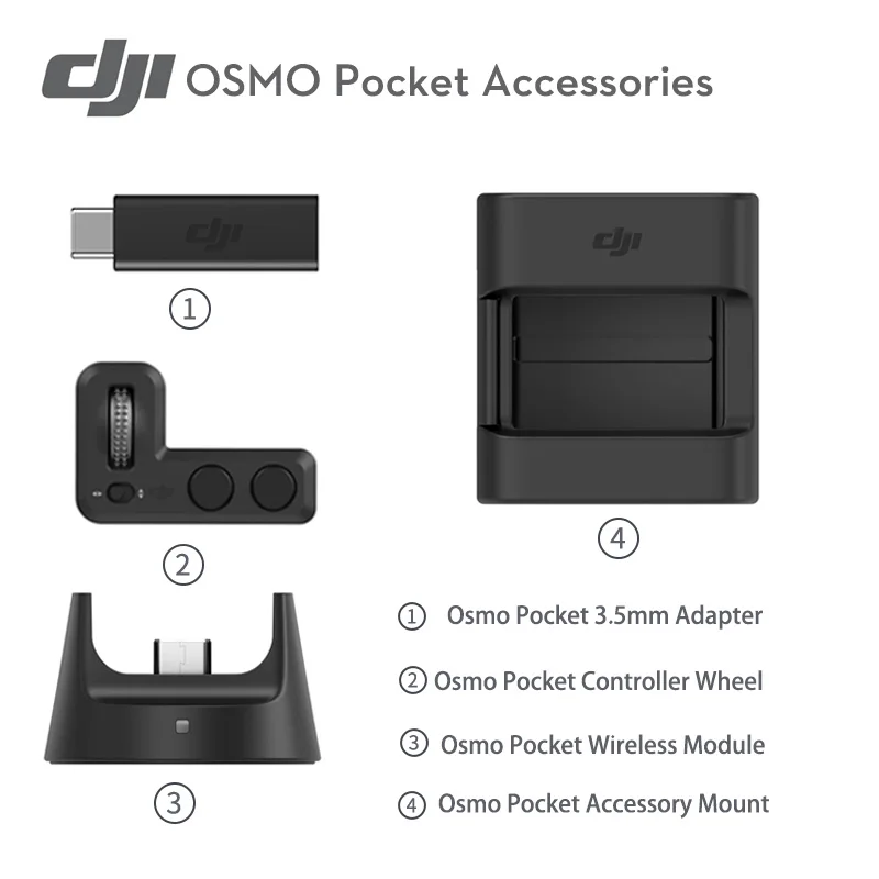 DJI OSMO Pocket Wireless Module OSMO Pocket Controller Wheel Original DJI OSMO Pocket 3.5mm Adapter with Pocket Accessory Mount
DJI OSMO Pocket Wireless Module OSMO Pocket Controller Wheel Original DJI OSMO Pocket 3.5mm Adapter with Pocket Accessory Mount