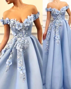 Vestidos Sky Blue Long Evening Dresses 2019 Off The Shoulder 3D Flower Appliques Floor Length Formal Party Gowns Evening Dress
Vestidos Sky Blue Long Evening Dresses 2019 Off The Shoulder 3D Flower Appliques Floor Length Formal Party Gowns Evening Dress