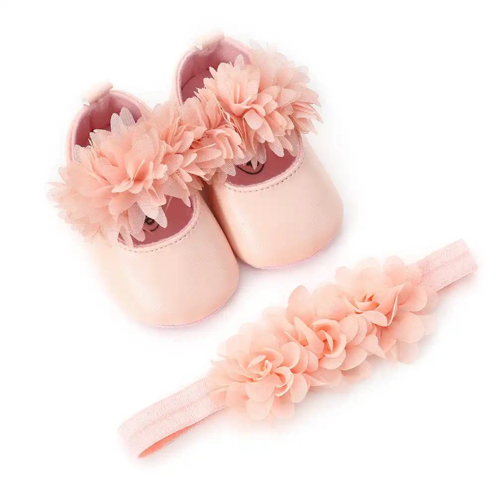 White Pink Bowknot Baby Girl soft sole 