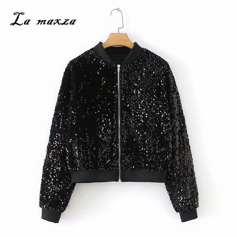 2018 Coats and Jackets Women Sequines Moto Crop Bomber Parkas Streetwear Leather Bomber Jacket Women
2018 Coats and Jackets Women Sequines Moto Crop Bomber Parkas Streetwear Leather Bomber Jacket Women