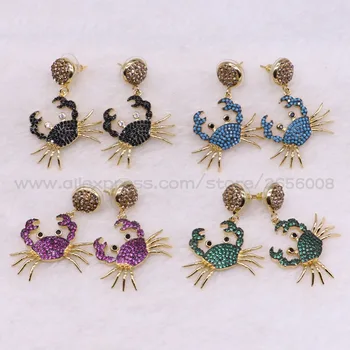 4Pairs Fashion Micro pave CZ metal Crab drop earrings High quality Colorful Bugs earrings insect jewelry gift for women 3046
4Pairs Fashion Micro pave CZ metal Crab drop earrings High quality Colorful Bugs earrings insect jewelry gift for women 3046