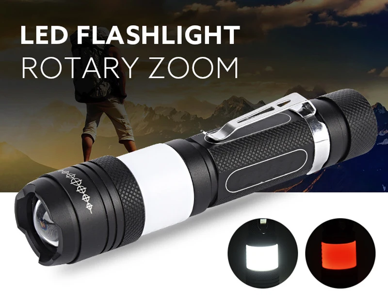 Chiclits usb Flashlight XML T6 3800LM Aluminum Waterproof Zoomable CREE LED Torches Light for 18650 Rechargeable Battery Lantern (9)