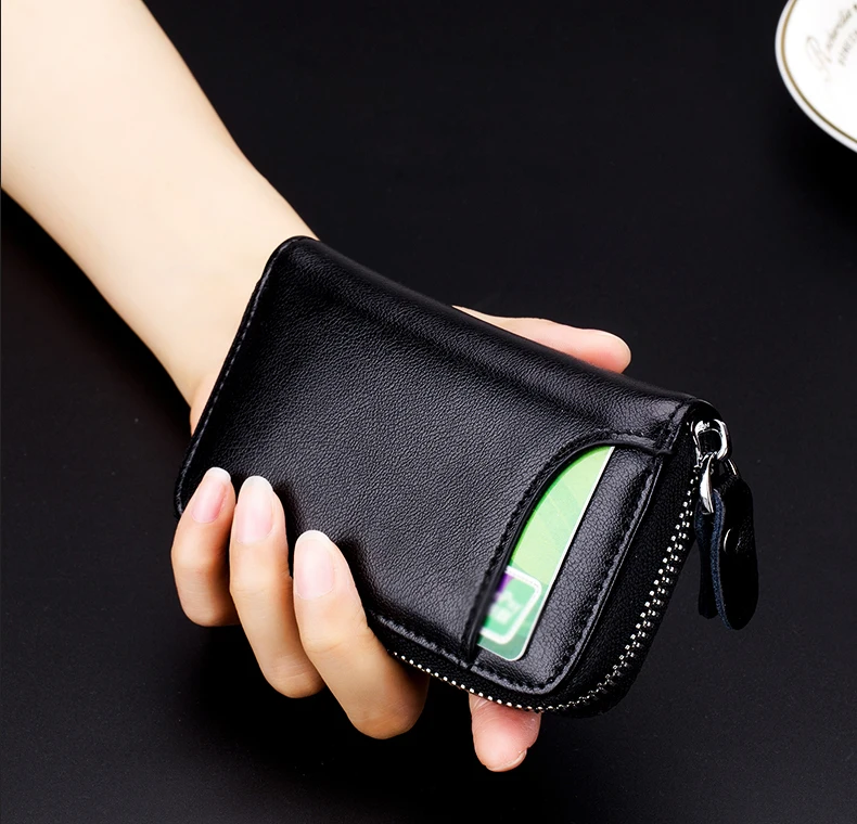 Lomelobo Unisex Split Leather Key Wallet Litchi Pattern Women Multi-Function Coin Purse Men Car Chain Bags Credit ID Card Holder HCL950 Details (01)