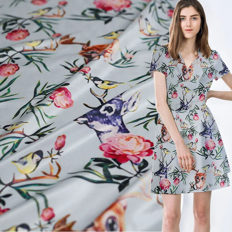 Red raspberry Pearlsilk 12momme Deer Cat Printed Crepe de Chine 100% Silk Materials Shirt Dress DIY clothes fabrics Freeshipping
Red raspberry Pearlsilk 12momme Deer Cat Printed Crepe de Chine 100% Silk Materials Shirt Dress DIY clothes fabrics Freeshipping