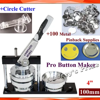 NEW Professional N4 4" 100mm Badge Button Maker Machine + Plastice Adjustable Circle Cutter+100 Sets Metal Pinback Supply
NEW Professional N4 4" 100mm Badge Button Maker Machine + Plastice Adjustable Circle Cutter+100 Sets Metal Pinback Supply