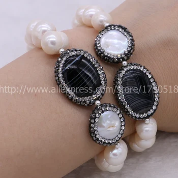 Handcrafted natural pearl Druzy bracelet pearl bead bracelets with natural black roud stone beads bracelet bangle 4Pcs 655
Handcrafted natural pearl Druzy bracelet pearl bead bracelets with natural black roud stone beads bracelet bangle 4Pcs 655