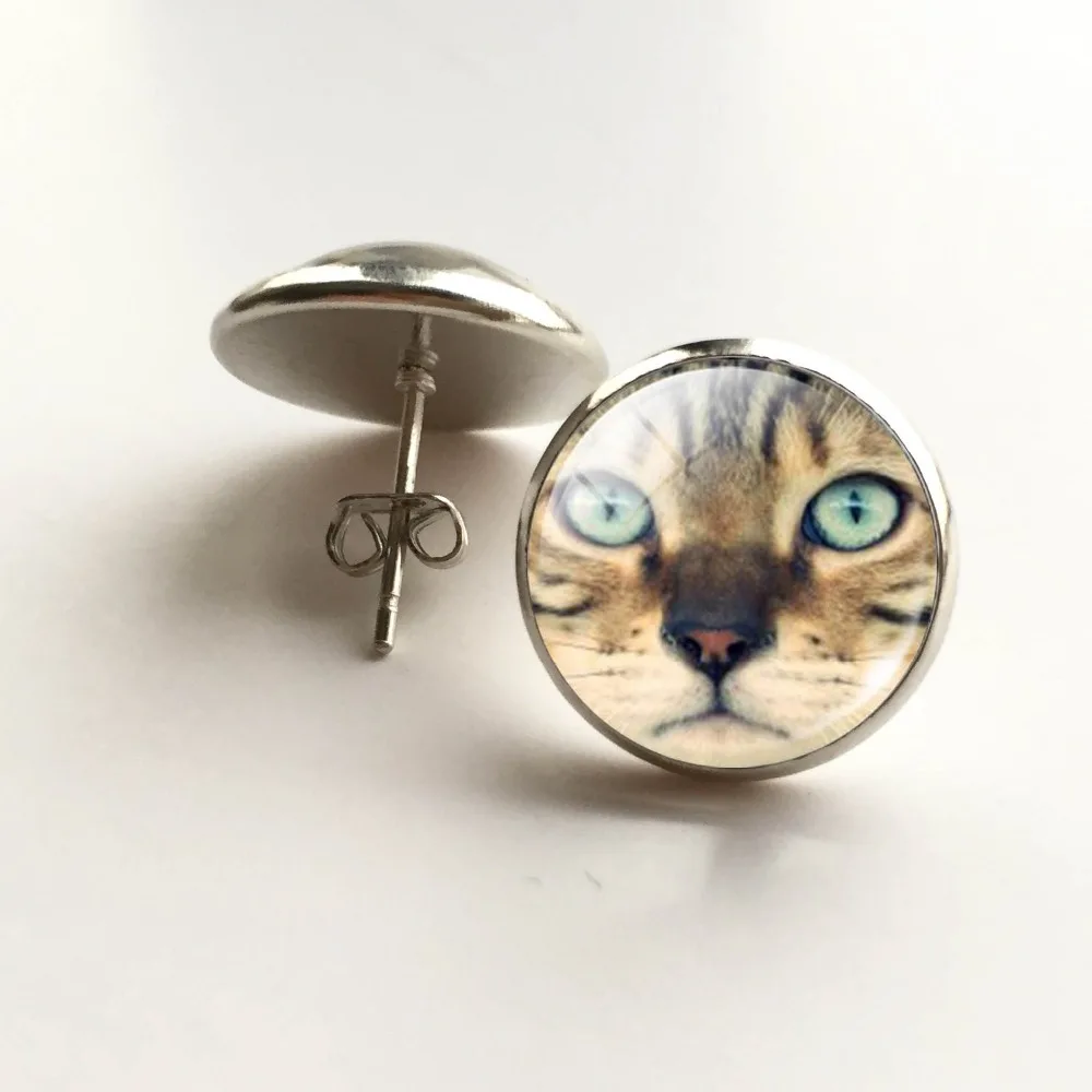 Фото Wholesale Lovely Cat Stud Earrings silver plated Color Jewelry Fashion 2016 Hot | Украшения и аксессуары