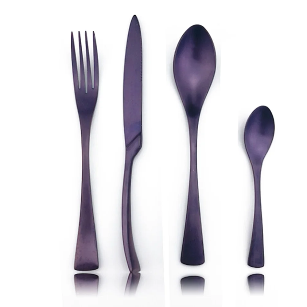 4-Pcs Blue Matte Flatware Cutlery Set Stainless Steel Colorful Dinnerware Black Rainbow Knife Fork Spoons Silverware Dinner Set
4-Pcs Blue Matte Flatware Cutlery Set Stainless Steel Colorful Dinnerware Black Rainbow Knife Fork Spoons Silverware Dinner Set