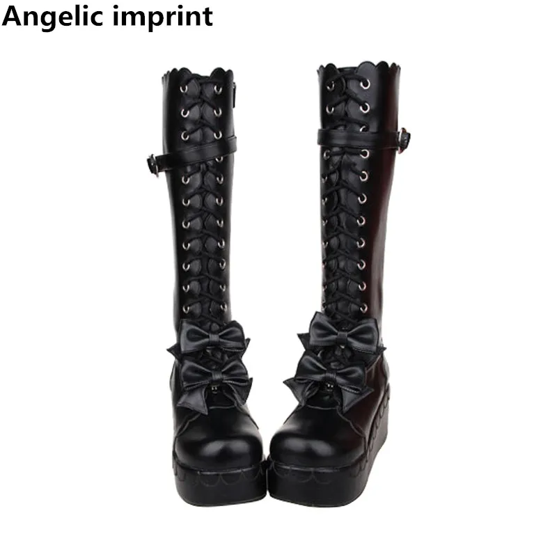 Angelic imprint mori girl Women punk motorcycle boots lady lolita Boots woman princess high heels pumps wedges shoes bowtie 47
Angelic imprint mori girl Women punk motorcycle boots lady lolita Boots woman princess high heels pumps wedges shoes bowtie 47