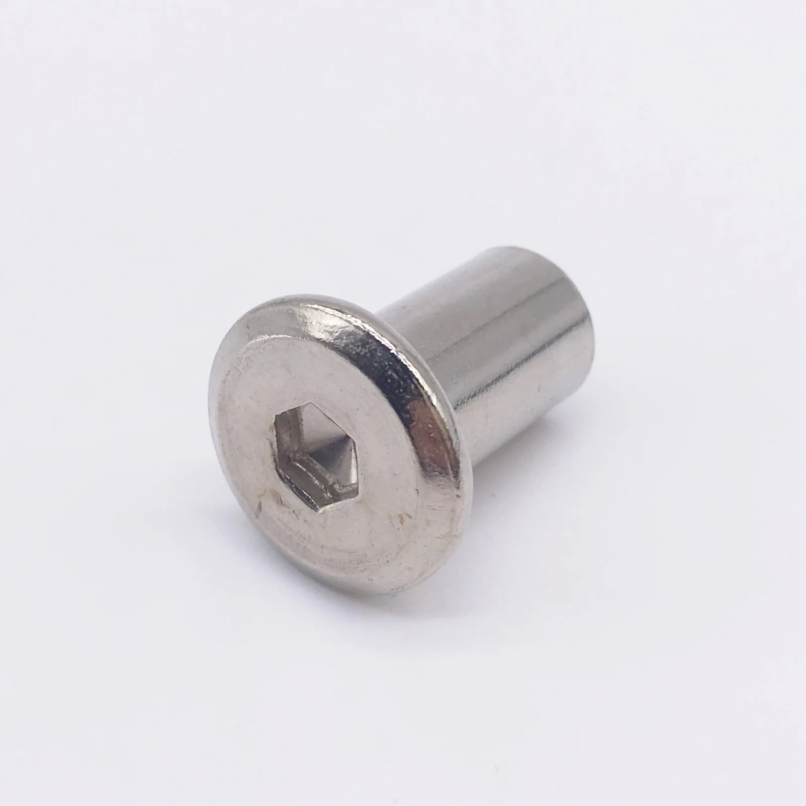 1/4-20x10mm Barrel Nut Flat Head Hex Socket Sleeve Furniture Hardware