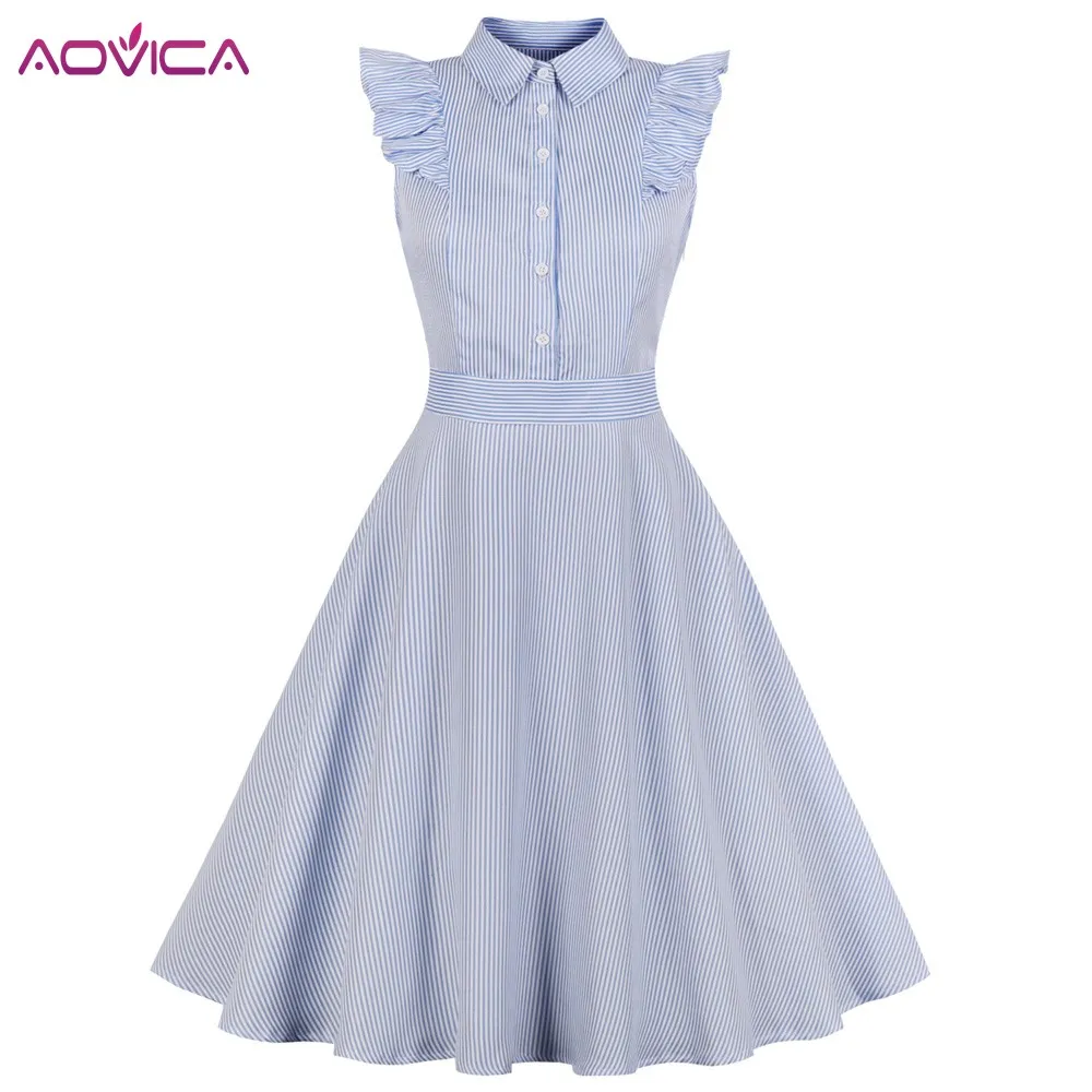 Aovica S-4XL 3XL Plus Size Audrey Hepburn Swing Rockabilly Vintage Dress Blue Stripe Print Ruffles Retro Dresses Party Vestidos
Aovica S-4XL 3XL Plus Size Audrey Hepburn Swing Rockabilly Vintage Dress Blue Stripe Print Ruffles Retro Dresses Party Vestidos