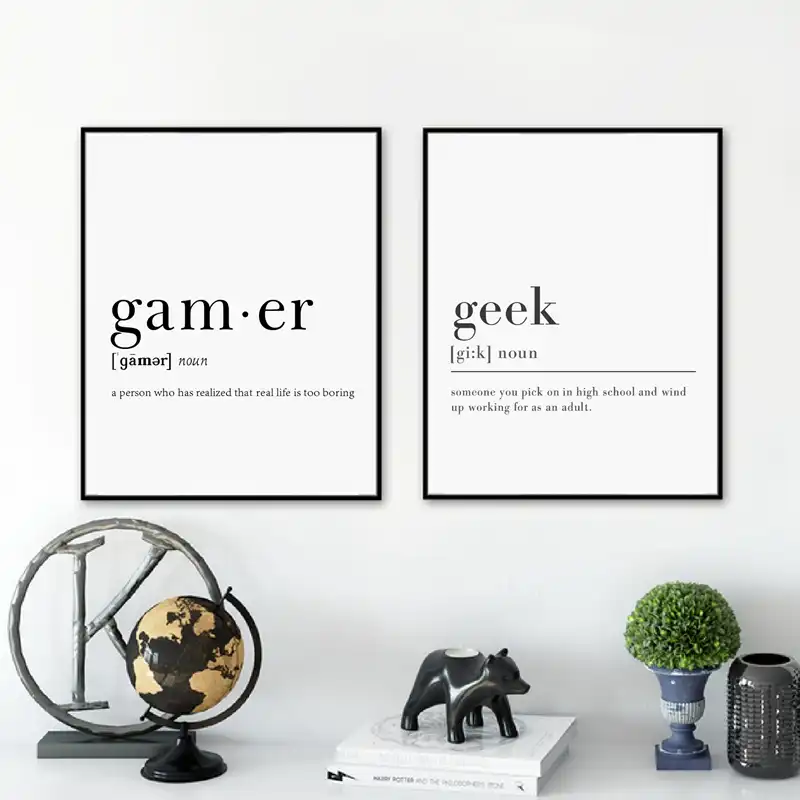 Gamer Definition Canvas Painting Wall Pictures Funny Geek