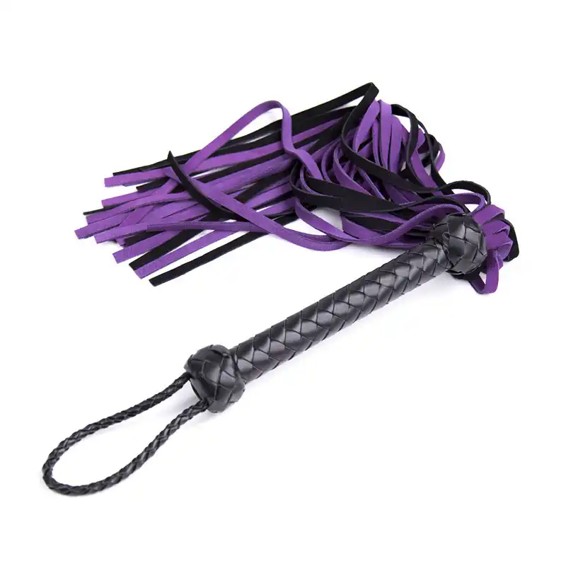 31 5 inch black leather flogger crop whip for bdsm bondage play