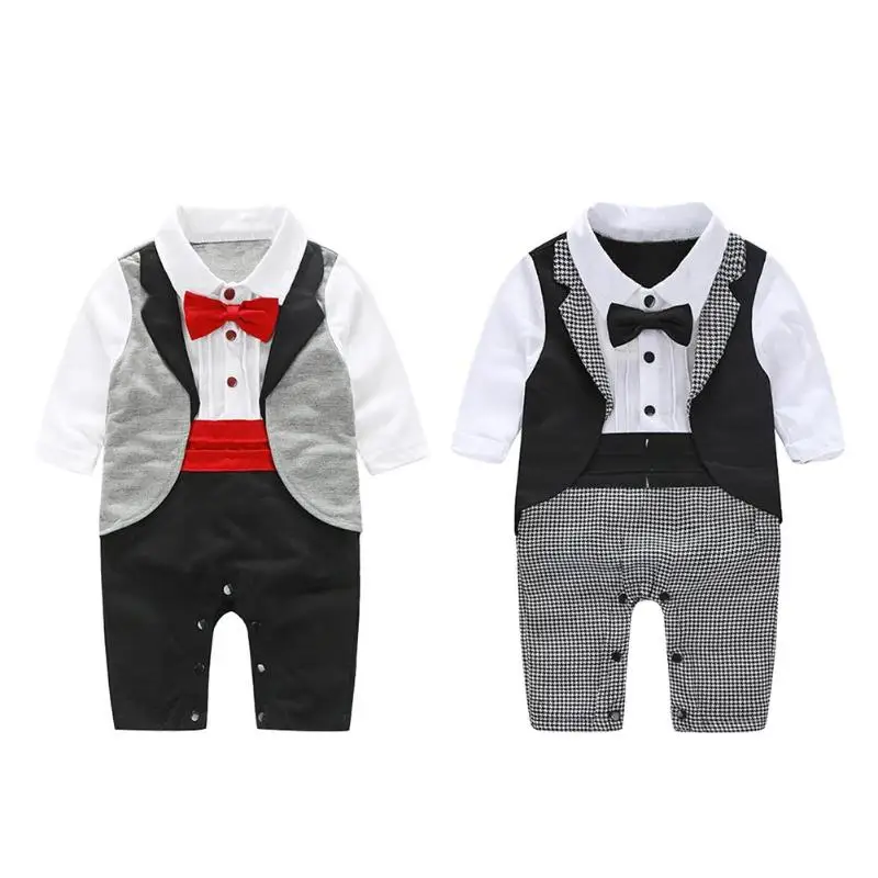 Baby Gentleman Tuxedo Romper Infant Suit Necktie Newborn Boys Party Jumpsuit Cotton Turn Down Collar Clothes
Baby Gentleman Tuxedo Romper Infant Suit Necktie Newborn Boys Party Jumpsuit Cotton Turn Down Collar Clothes