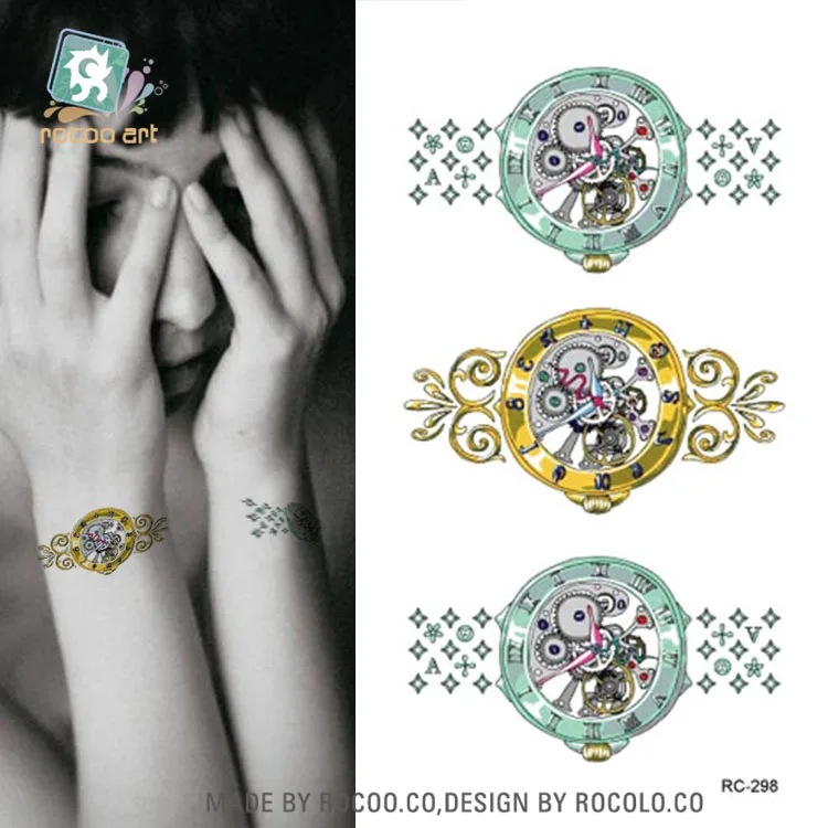 RC-298 2016 Waterproof Temporary Tattoo Stickers Golden Watch Fake Tattoo Wrist Bare Feet Water Transfer Tattoo Decals
RC-298 2016 Waterproof Temporary Tattoo Stickers Golden Watch Fake Tattoo Wrist Bare Feet Water Transfer Tattoo Decals