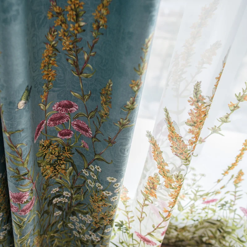 Custom curtains Pastoral American style printed Jacquard fabric French window blue drapes cloth blackout curtain tulle N372
Custom curtains Pastoral American style printed Jacquard fabric French window blue drapes cloth blackout curtain tulle N372