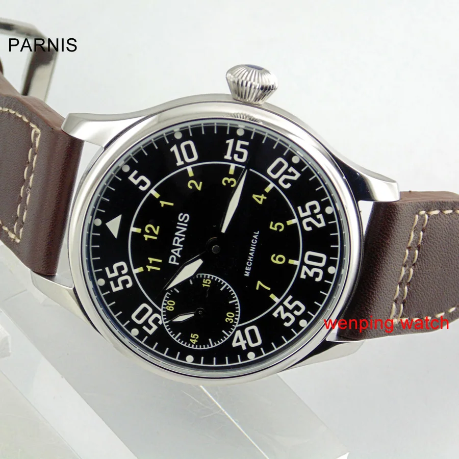 Parnis 44mm Black dial Asia st3600 mechanical hand winding mens 6497 watch E2070
Parnis 44mm Black dial Asia st3600 mechanical hand winding mens 6497 watch E2070