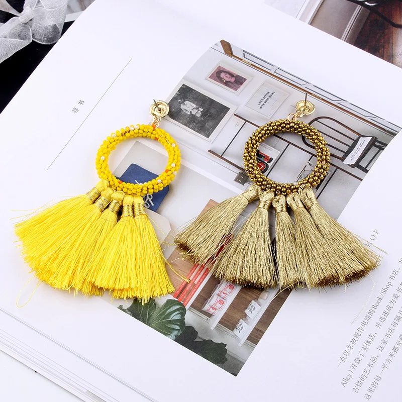 Brand Bohemia Big Long Tassel Friged Earrings for Women Statement Handmade Round Circle Drop Earrings Charm Maxi Party Jewelry
Brand Bohemia Big Long Tassel Friged Earrings for Women Statement Handmade Round Circle Drop Earrings Charm Maxi Party Jewelry