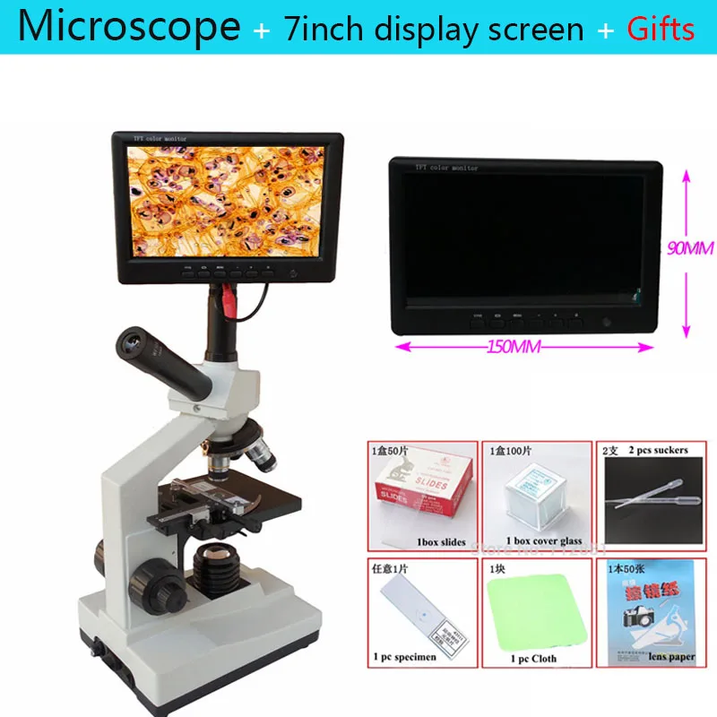 7'' inch Display Screen + Biological Microscope 1000X 2000X Monocular Microscopio Biologia Wide angle lens TV interface
7'' inch Display Screen + Biological Microscope 1000X 2000X Monocular Microscopio Biologia Wide angle lens TV interface
