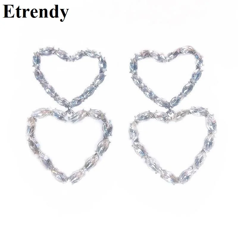 Korean 2019 New Rhinestone Double Heart Dangle Earrings For Women Temperament Pendientes Statement Chic Jewelry 
Korean 2019 New Rhinestone Double Heart Dangle Earrings For Women Temperament Pendientes Statement Chic Jewelry
