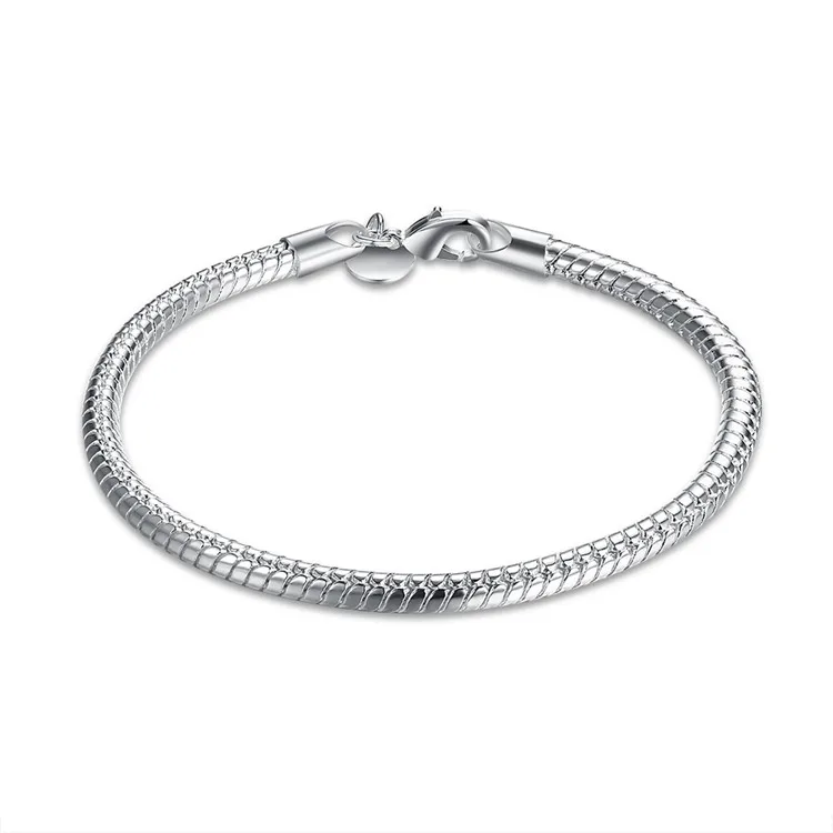 Silver 925 Jewelry Chain Link Bracelets for Women Fashion 4mm Snake Chains Bangle Bracelet Femme Wristband Bijoux Wholesale
Silver 925 Jewelry Chain Link Bracelets for Women Fashion 4mm Snake Chains Bangle Bracelet Femme Wristband Bijoux Wholesale