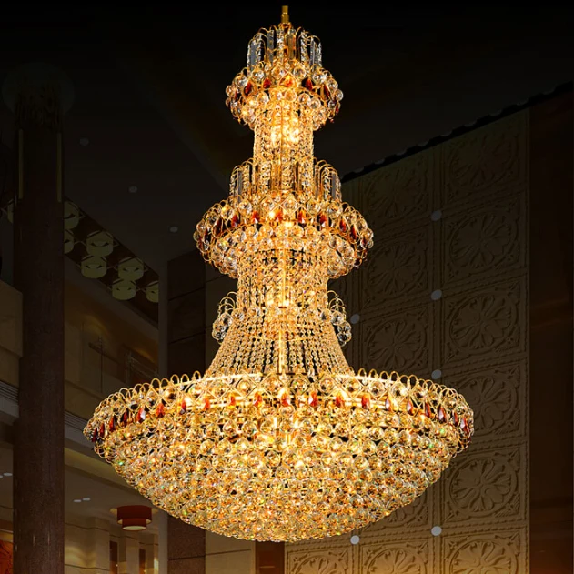 

Gold Crystal Chandelier Modern LED Crystal Chandeliers Lights Fixture Hotel Club Home Lighting Long Hanging Lights AC90V-260V