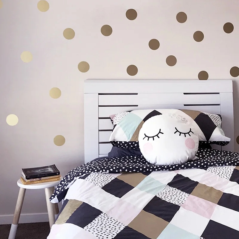 Gold Polka Dots Wall Stickers Children'S Room Decor