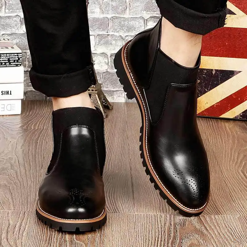 Ankle Concise Spring Autumn Men Chelsea Boots Solid Sewing Slip-On Vintage Motorcycle Boots Pointed Toe Low British Style Shoes
Ankle Concise Spring Autumn Men Chelsea Boots Solid Sewing Slip-On Vintage Motorcycle Boots Pointed Toe Low British Style Shoes