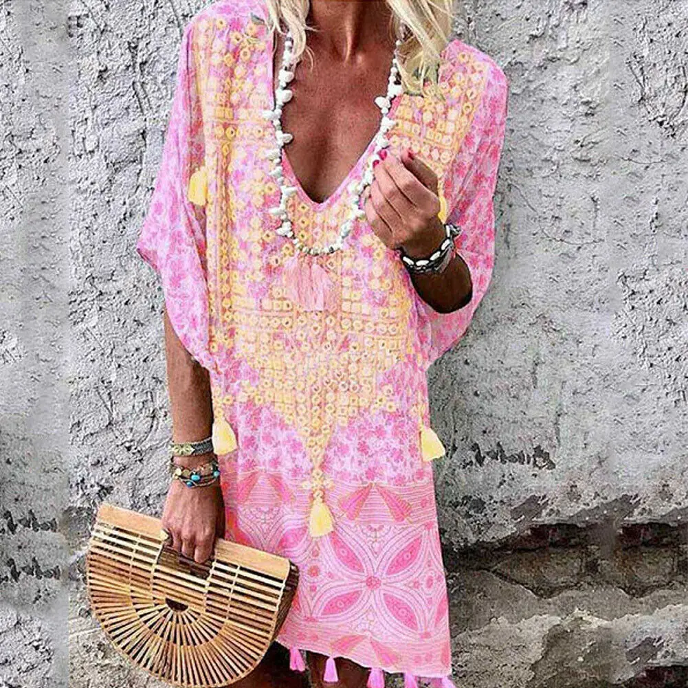 New Women Summer Boho Party Casual Linen Kaftan Short Dresses Ladies Casual Loose Short Sleeve V-Neck Mini Dress
New Women Summer Boho Party Casual Linen Kaftan Short Dresses Ladies Casual Loose Short Sleeve V-Neck Mini Dress