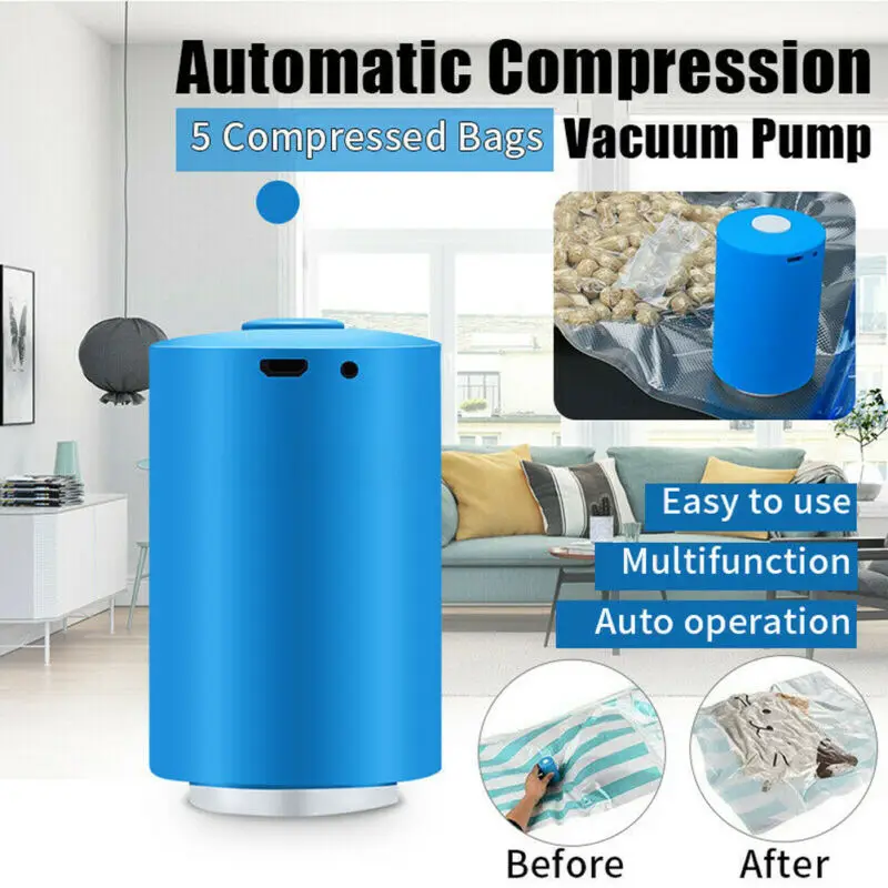 2019 Newest Hot Useful Strong Vacuum Mini Automatic Compression Vacuum Pump Electric Portable House With Air 5 Bag
2019 Newest Hot Useful Strong Vacuum Mini Automatic Compression Vacuum Pump Electric Portable House With Air 5 Bag