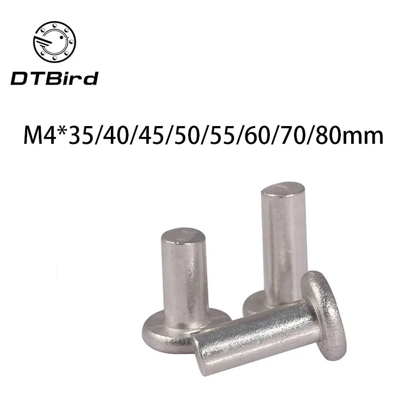 

M4x35/40/45/50/55/60/70/80mm Length Stainless steel rivets flat head solid percussion rivet GB109 2017 hot sale