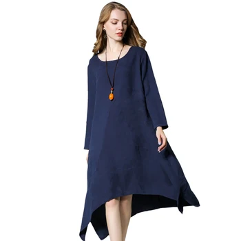 Spring Autumn new Irregular long-sleeved dress Cotton and linen dark pattern loose dress Plus size women's clothing XL to 4XL
Spring Autumn new Irregular long-sleeved dress Cotton and linen dark pattern loose dress Plus size women's clothing XL to 4XL