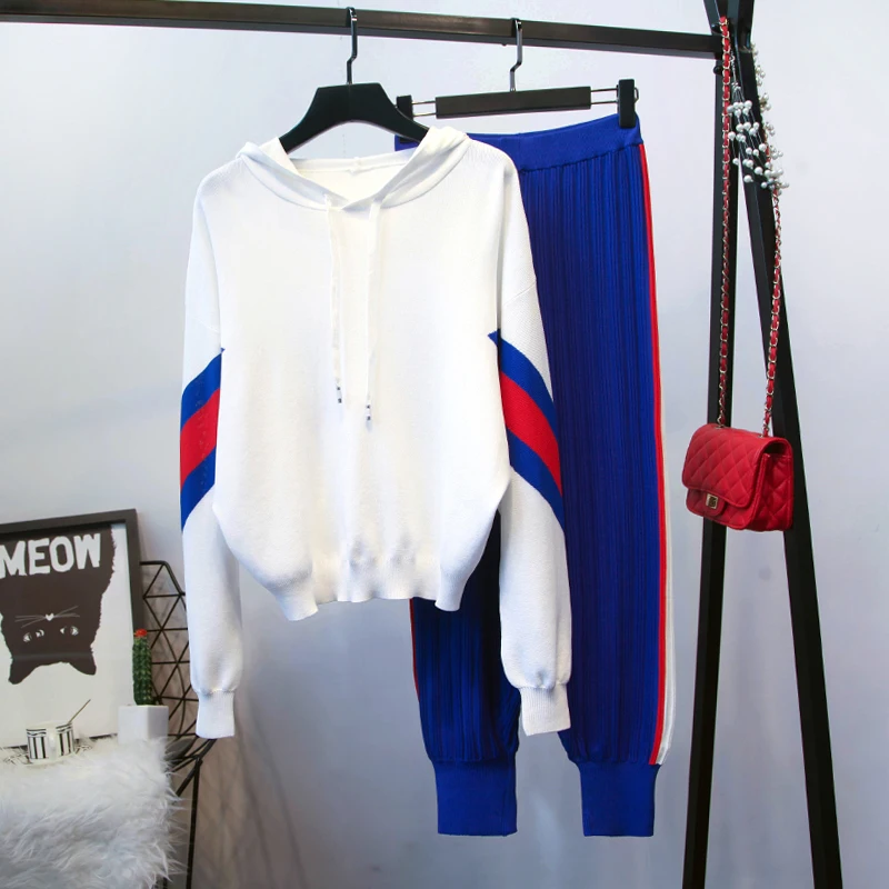 European style casual hooded sweaters+knitting pants Women's sweat suit spring autumn knitted leisure suit A106
European style casual hooded sweaters+knitting pants Women's sweat suit spring autumn knitted leisure suit A106