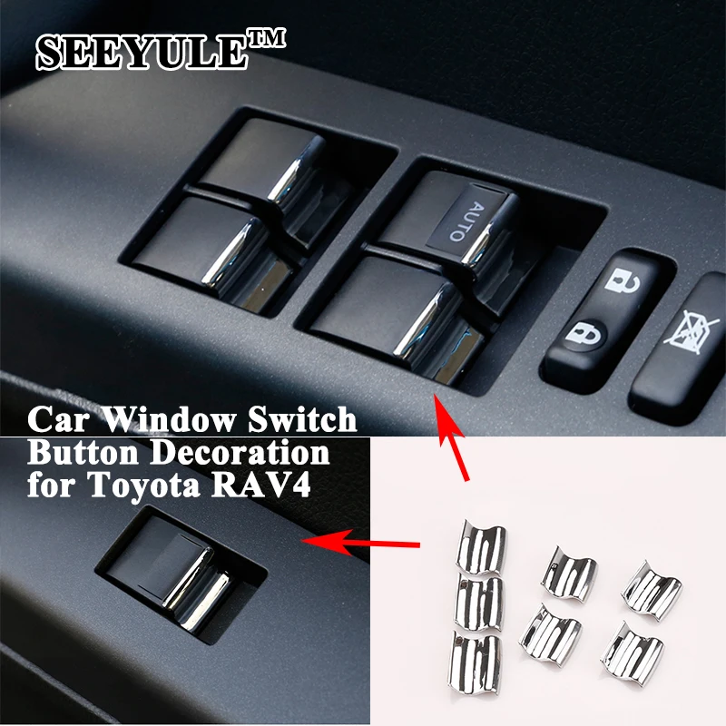 7pcs/set SEEYULE Car Window Control Switch Button Sequin Decoration Cover Styling Sticker Accessories for Toyota RAV4 2014-2018
7pcs/set SEEYULE Car Window Control Switch Button Sequin Decoration Cover Styling Sticker Accessories for Toyota RAV4 2014-2018