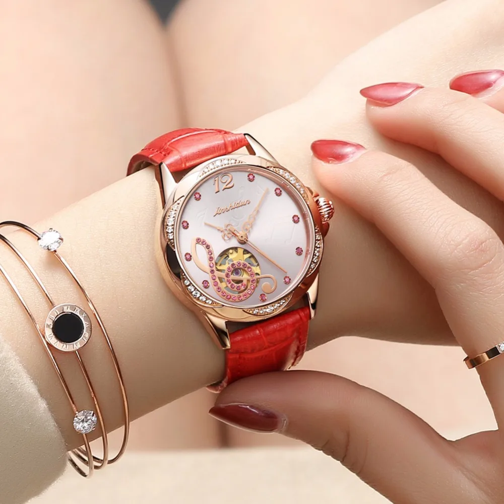 JSDUN Luxury Brand Machinery Women's Watch Automatic Hollow Clock Leather Rose Gold Watches Waterproof Woman Gift Wrist Watch
JSDUN Luxury Brand Machinery Women's Watch Automatic Hollow Clock Leather Rose Gold Watches Waterproof Woman Gift Wrist Watch